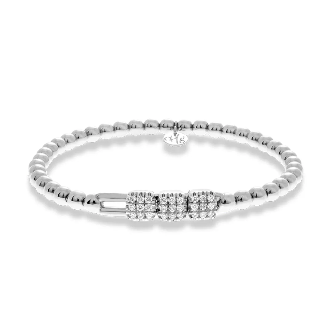 0.24ctw, 18K White Gold Tresore Stretch Bracelet