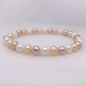 6-7MM White/Pink/Peach Freshwater Pearl Elastic bracelet CH14627