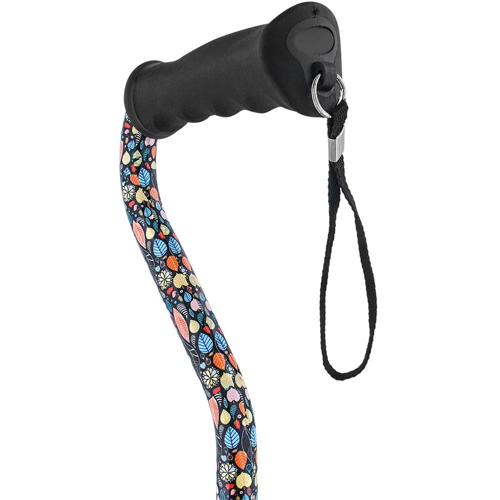 Autumn Leaves Aluminum Convertible Quad Walking Cane with Comfort Grip - Adjustable Shaft