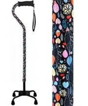 Autumn Leaves Aluminum Convertible Quad Walking Cane with Comfort Grip - Adjustable Shaft