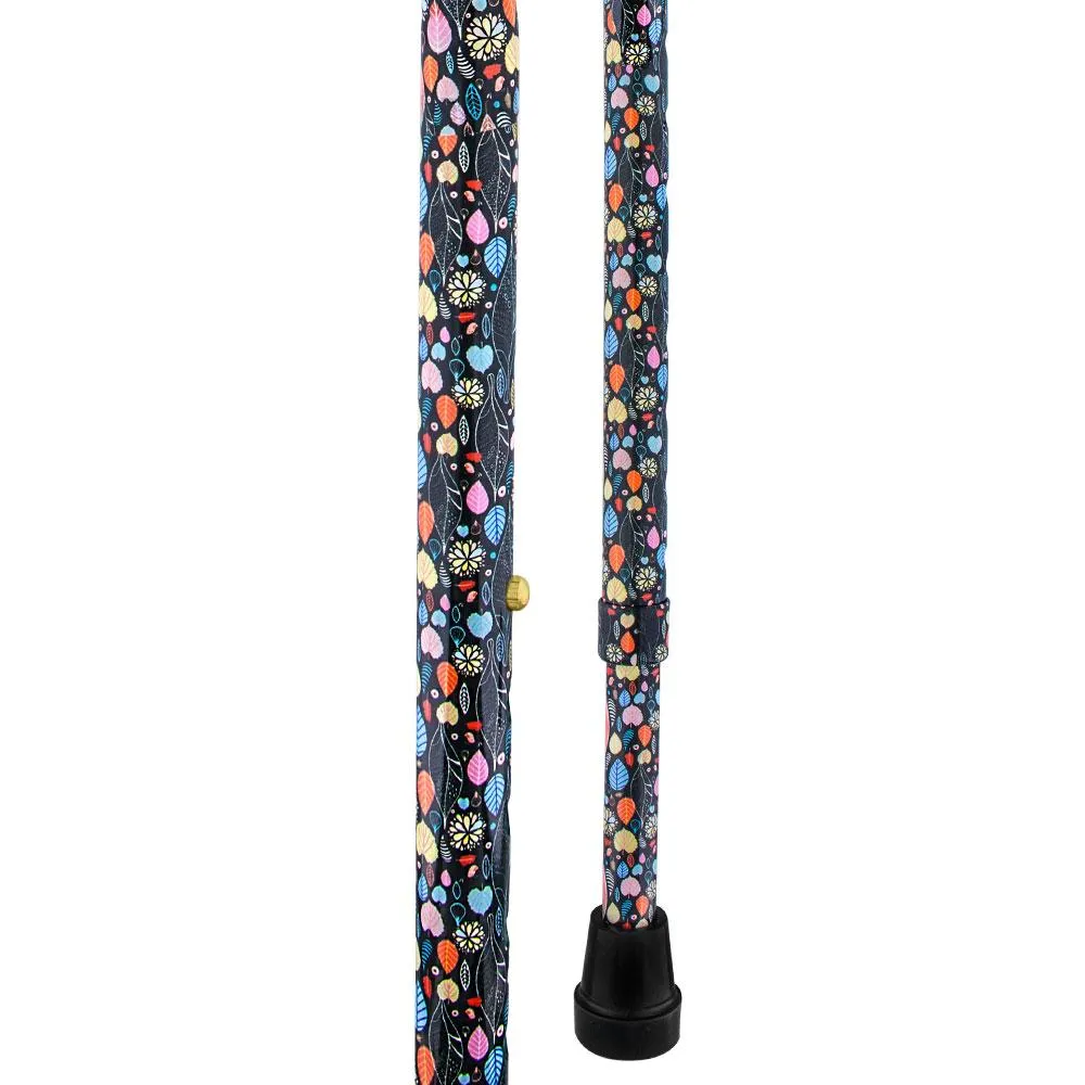 Autumn Leaves Aluminum Convertible Quad Walking Cane with Comfort Grip - Adjustable Shaft