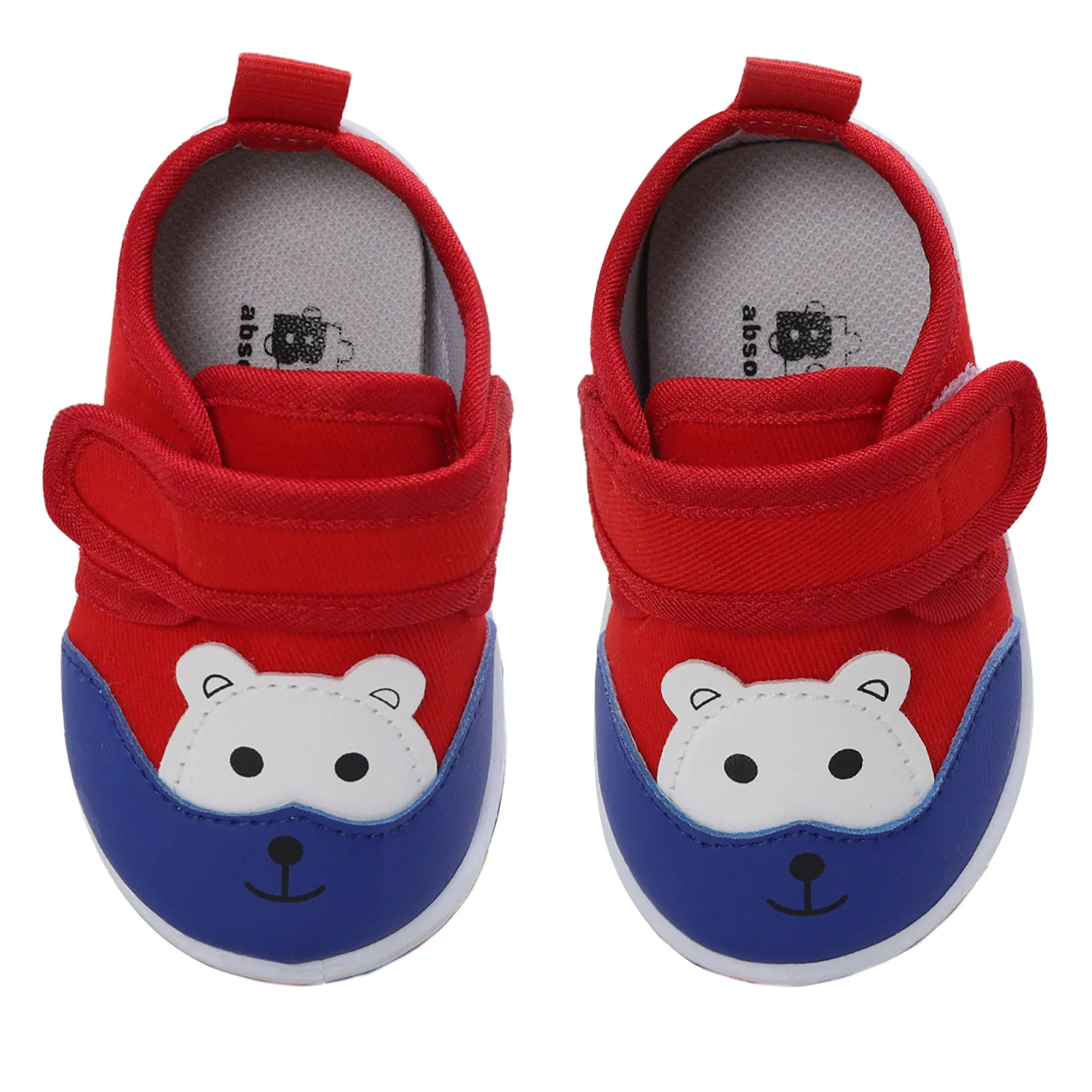 Baby Moo Blissful Bear Velcro Strap Anti-Skid Chu Chu Sound Sneakers - Red