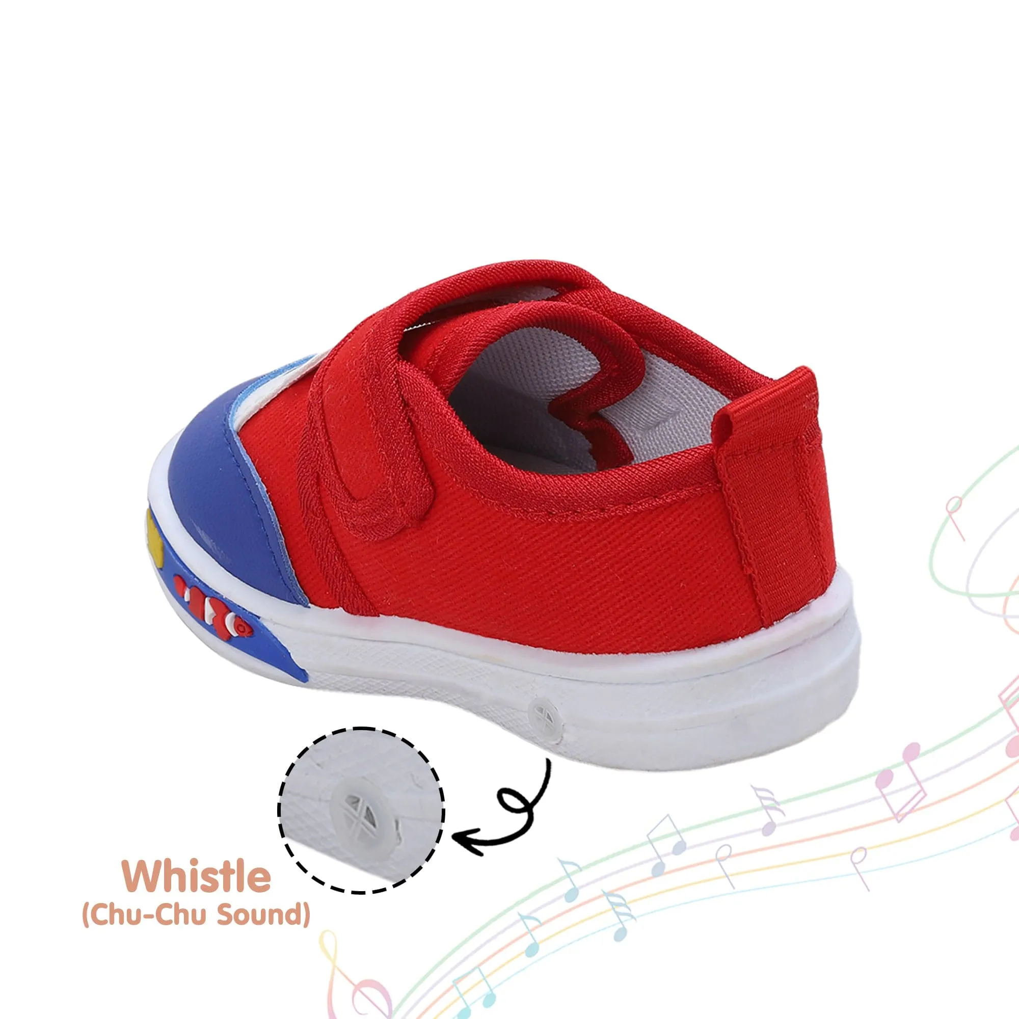 Baby Moo Blissful Bear Velcro Strap Anti-Skid Chu Chu Sound Sneakers - Red