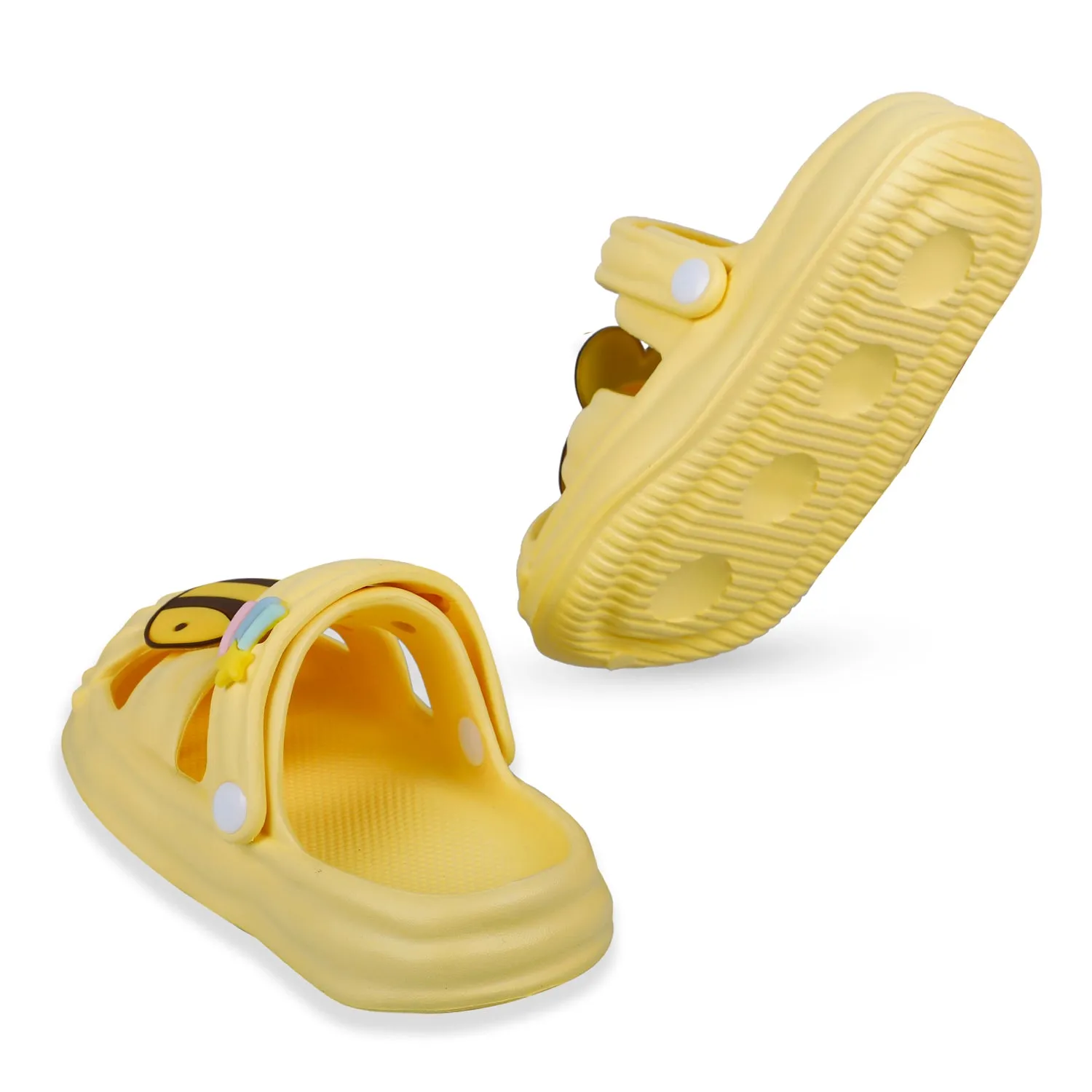 Baby Moo Buzzing Bee Applique Waterproof Anti-Skid Sling Back Clogs - Yellow