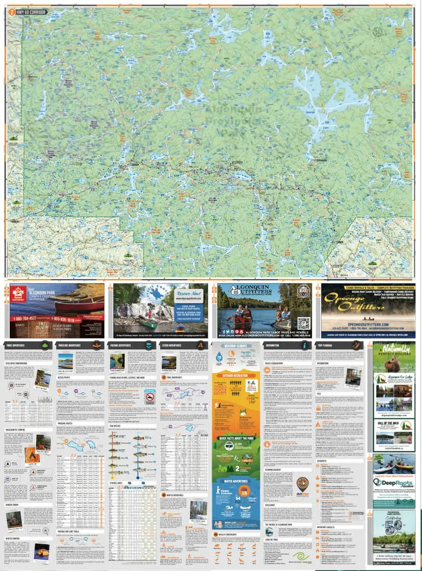 Backroad Mapbooks Algonquin Provincial Park Waterproof Tear-Resistant Topographic Map