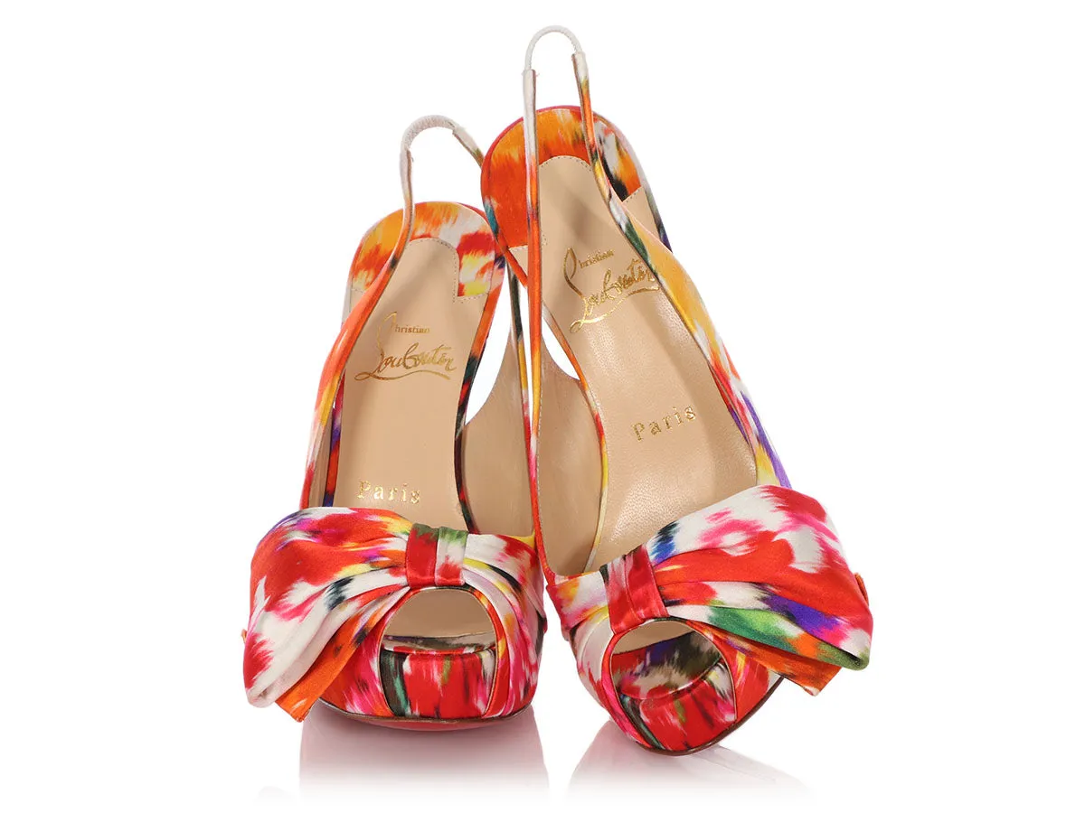 Christian Louboutin Multicolor Satin Vendôme Sling Nodo 120 Pumps