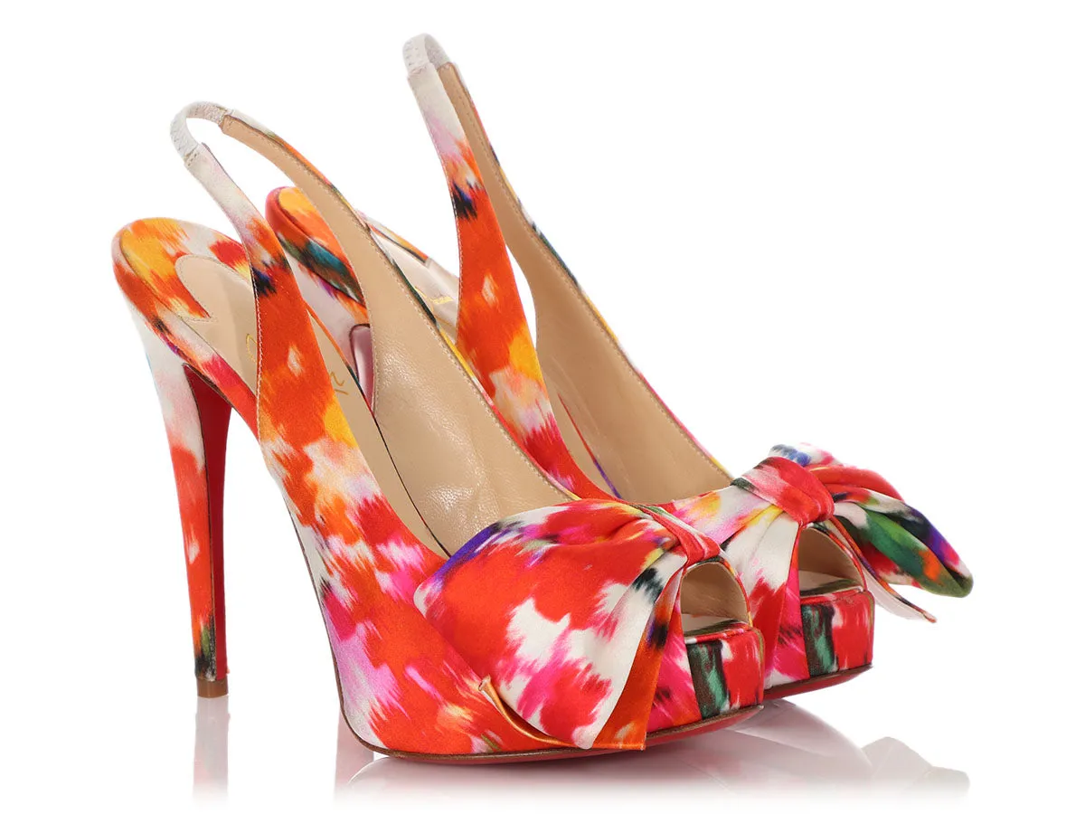 Christian Louboutin Multicolor Satin Vendôme Sling Nodo 120 Pumps