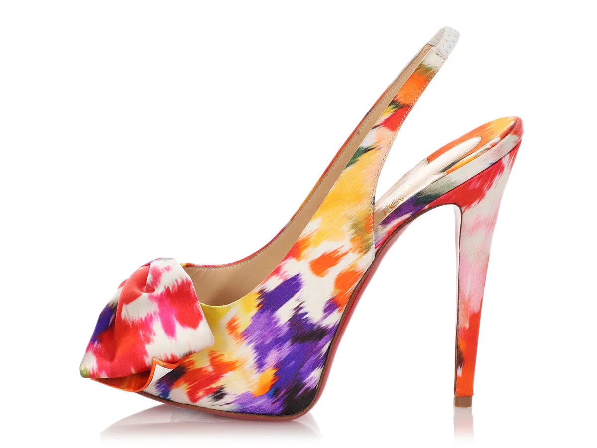 Christian Louboutin Multicolor Satin Vendôme Sling Nodo 120 Pumps