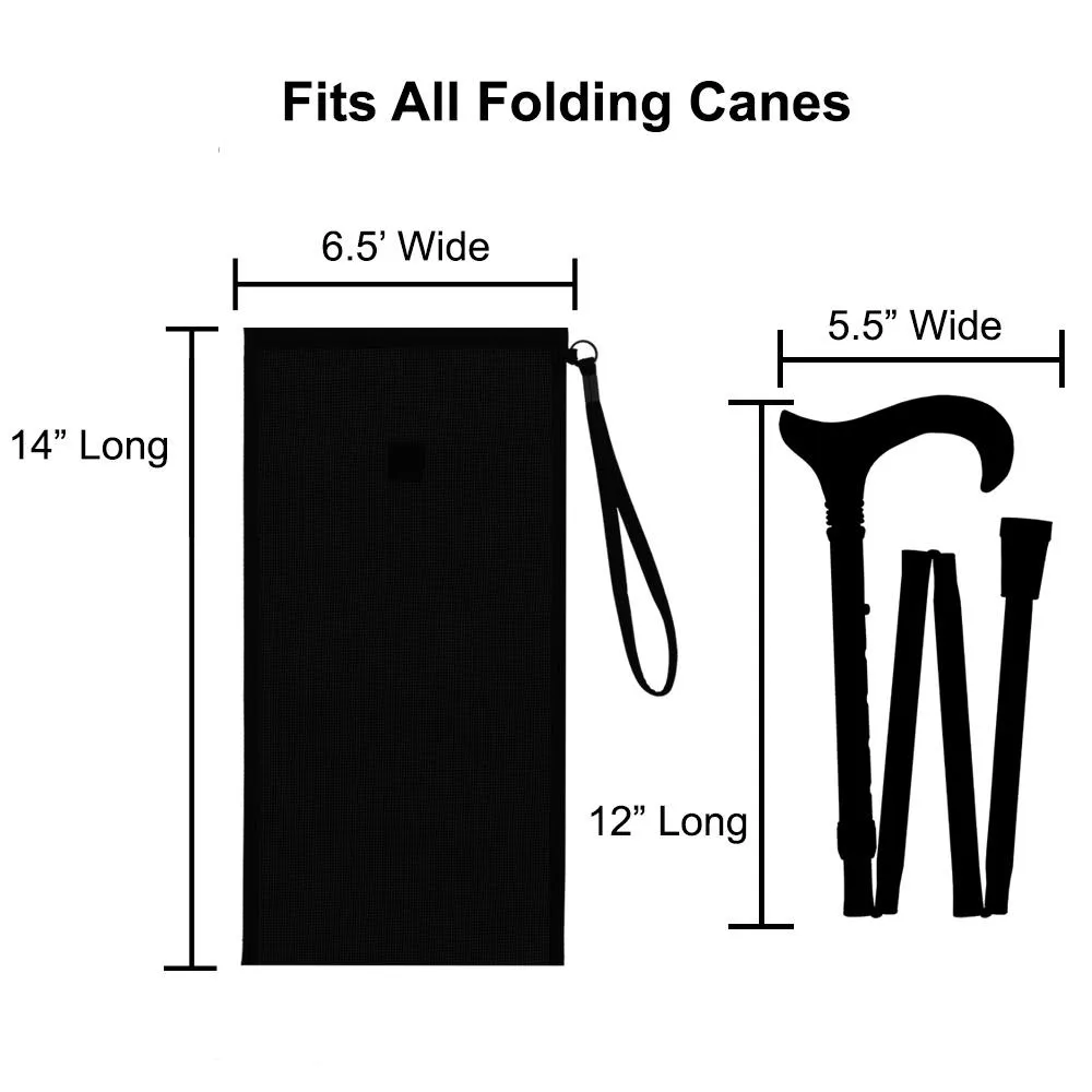 Dark Grey Folding Cane Bag: Convenient Wrist Strap Design