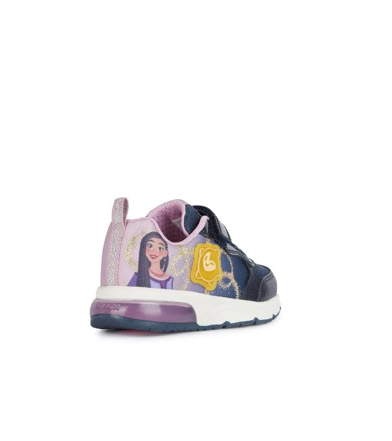 Geox Girls Disney Princess Light Up Trainer Wish Navy SpaceClub - J458VA