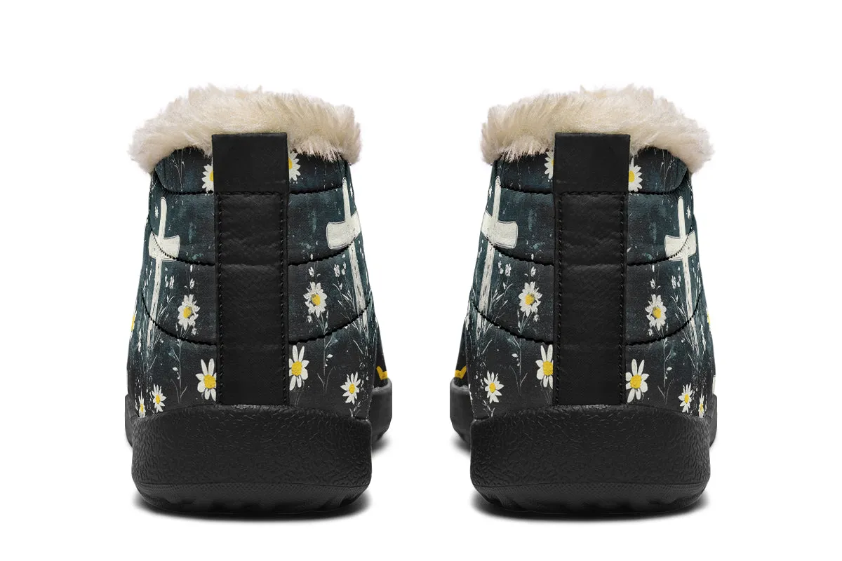 Graveyard Bloom Winter Sneakers - Warm & Easy Slip-On Shoes Lined with Vegan Wool with Anti-Slip Soles