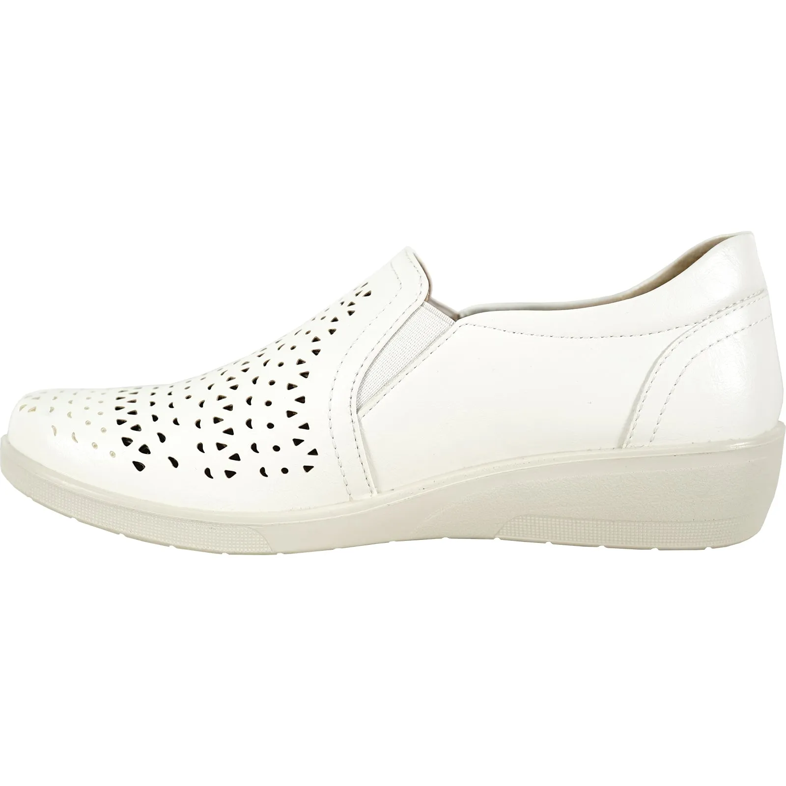 KOZI Women Comfort Casual Shoe OY3242 Wedge Slip-On Loafer White