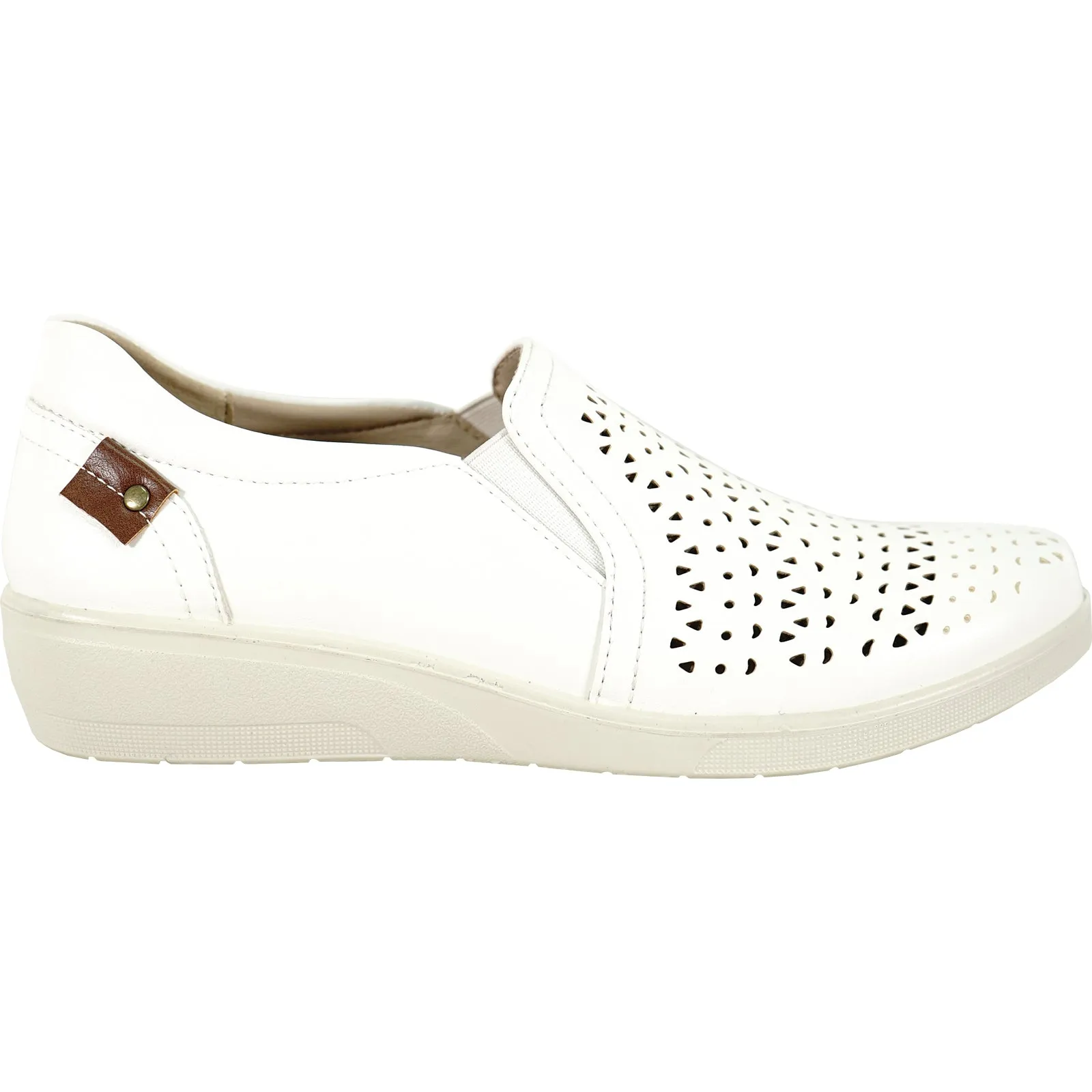 KOZI Women Comfort Casual Shoe OY3242 Wedge Slip-On Loafer White