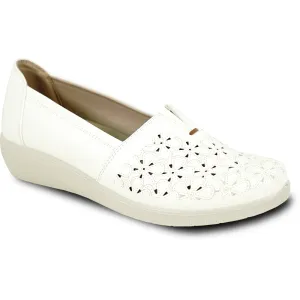 KOZI Women Comfort Casual Shoe OY3243 Wedge Slip-On Loafer White