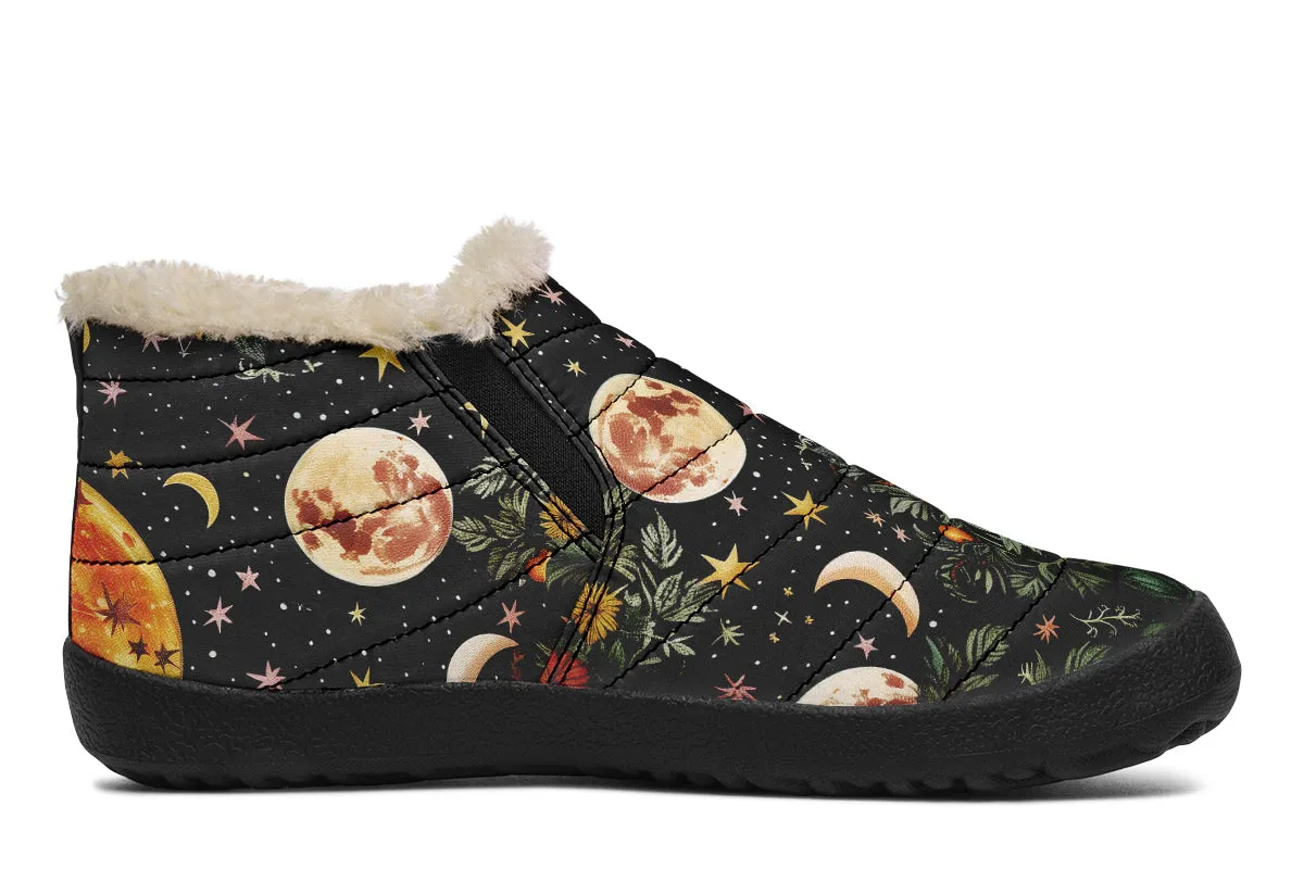 Lunar Meadow Winter Sneakers - Warm & Easy Slip-On Shoes Lined with Vegan Wool with Anti-Slip Soles