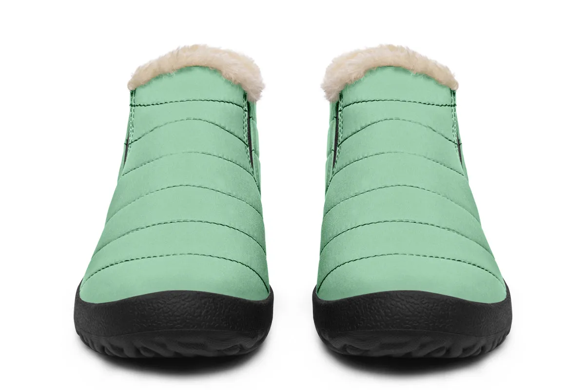 Mint Green Winter Sneakers - Warm & Easy Slip-On Shoes Lined with Vegan Wool with Anti-Slip Soles