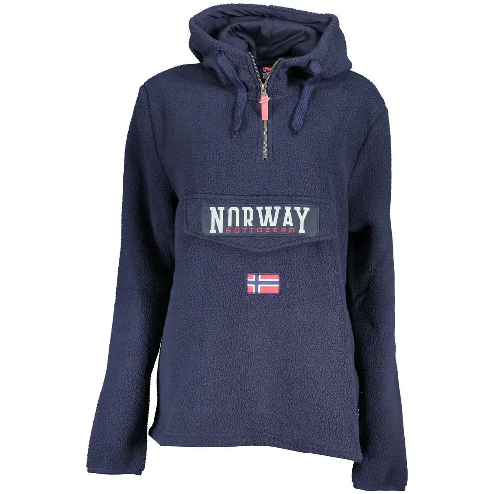 Norway 1963 Chic Blue Hooded Sweatshirt with Unique Pocket