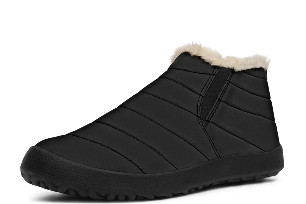 Pitch Black Winter Sneakers - Warm & Easy Slip-On Shoes Lined with Vegan Wool with Anti-Slip Soles