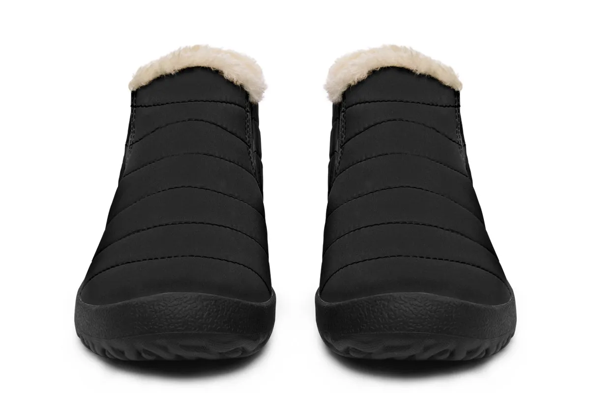 Pitch Black Winter Sneakers - Warm & Easy Slip-On Shoes Lined with Vegan Wool with Anti-Slip Soles