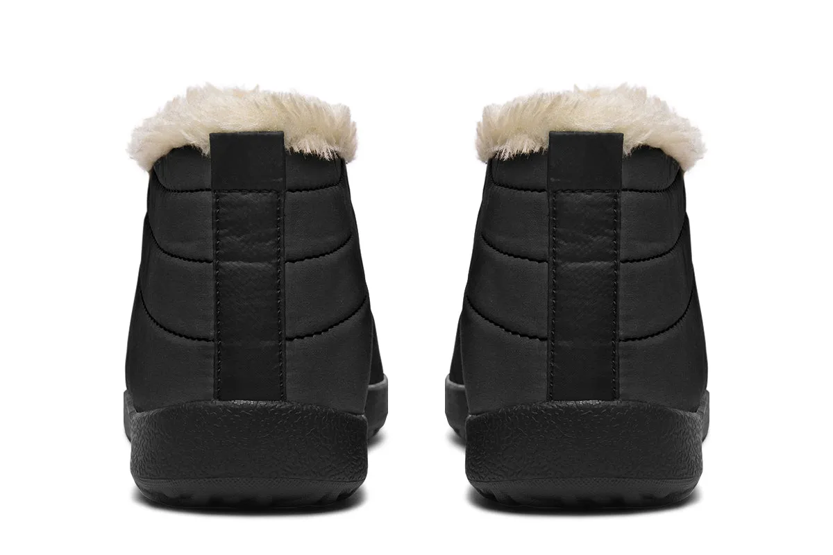 Pitch Black Winter Sneakers - Warm & Easy Slip-On Shoes Lined with Vegan Wool with Anti-Slip Soles