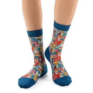 "Funny Owls" Active Socks by Good Luck Sock-Medium