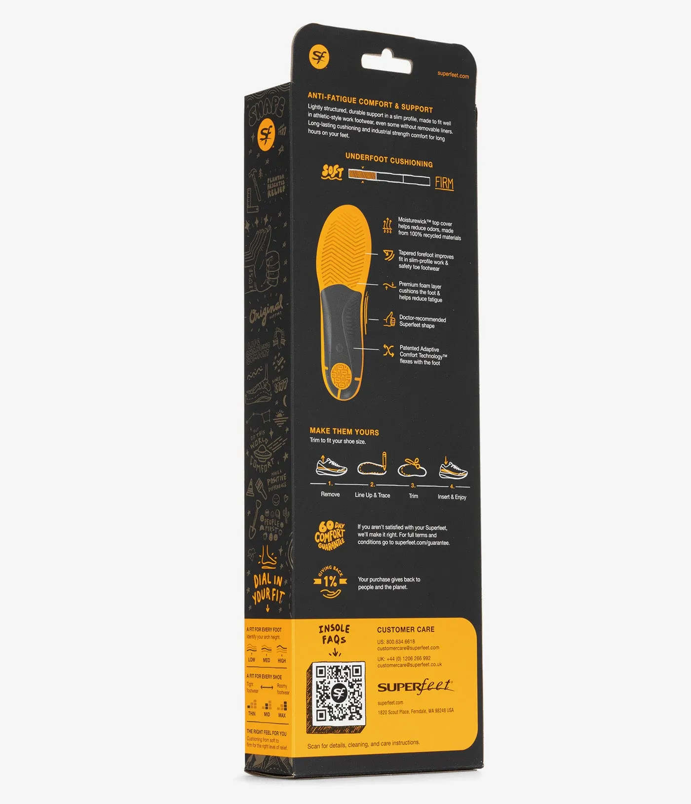 Superfeet Work Slim-Fit Cushion Insoles (Yellow Blue)