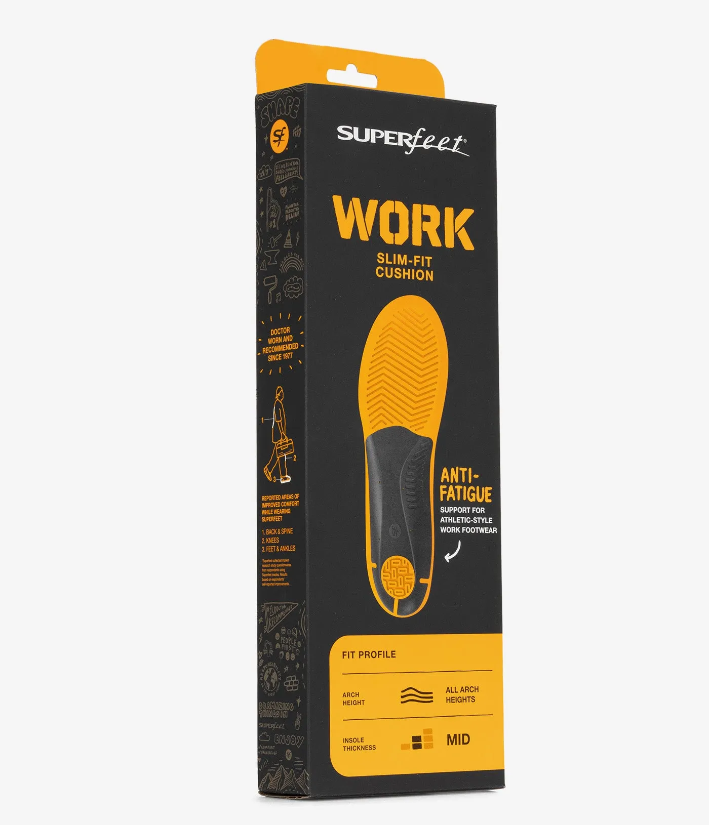 Superfeet Work Slim-Fit Cushion Insoles (Yellow Blue)