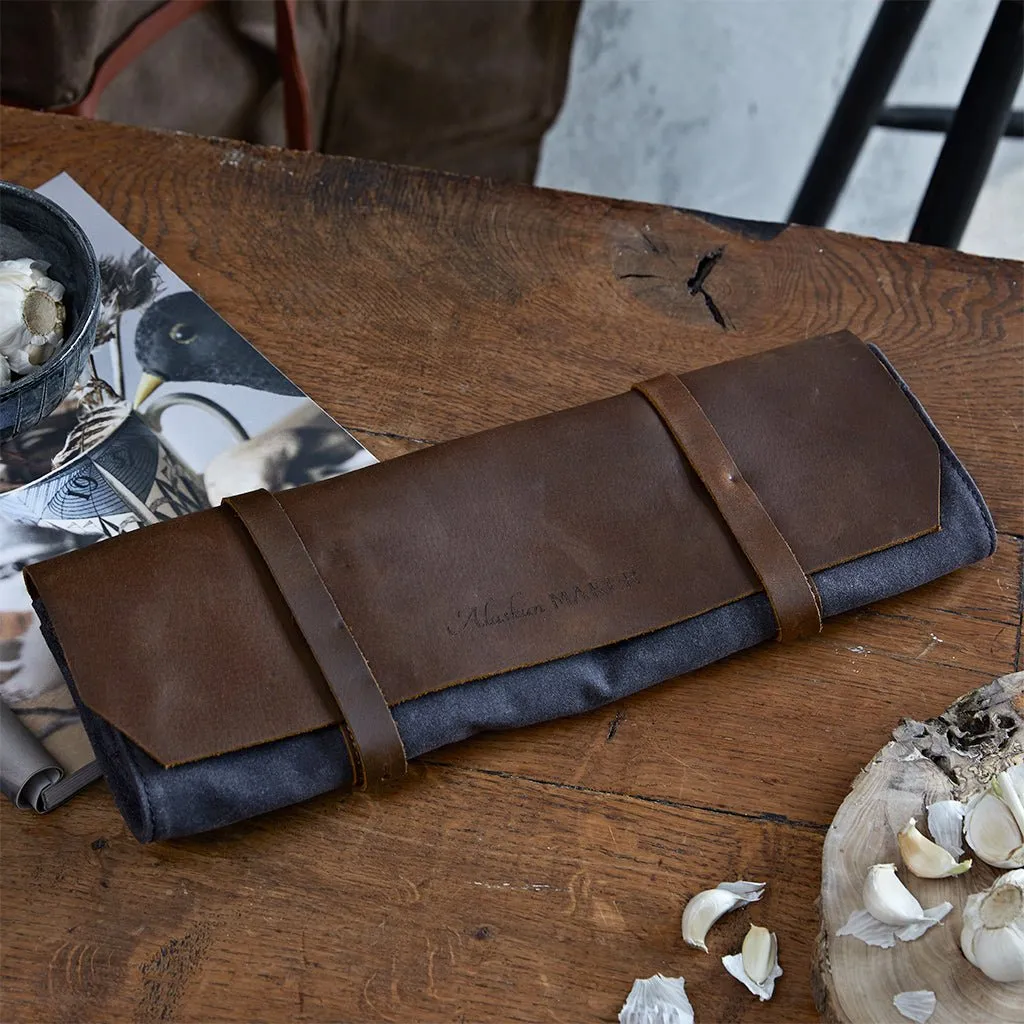 Waxed Canvas & Leather Knife Roll