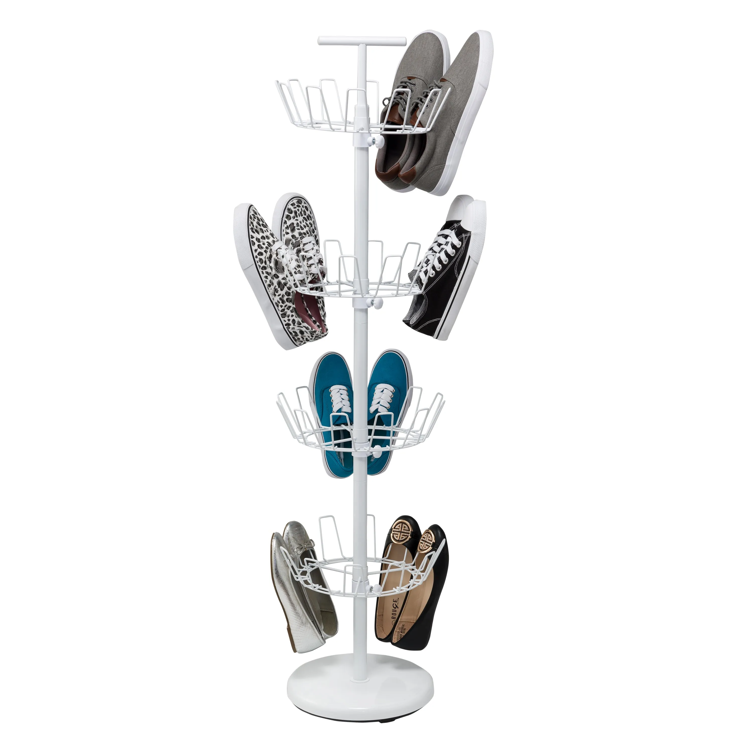 White 4-Tier Revolving Shoe Tree